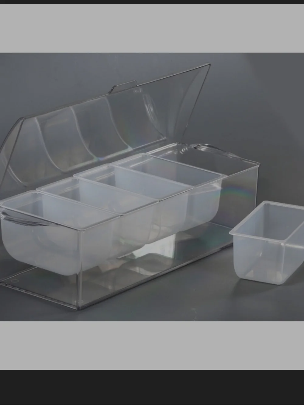 Ice Cooled Condiment Serving Container Chilled Garnish Tray with 5 Compartments